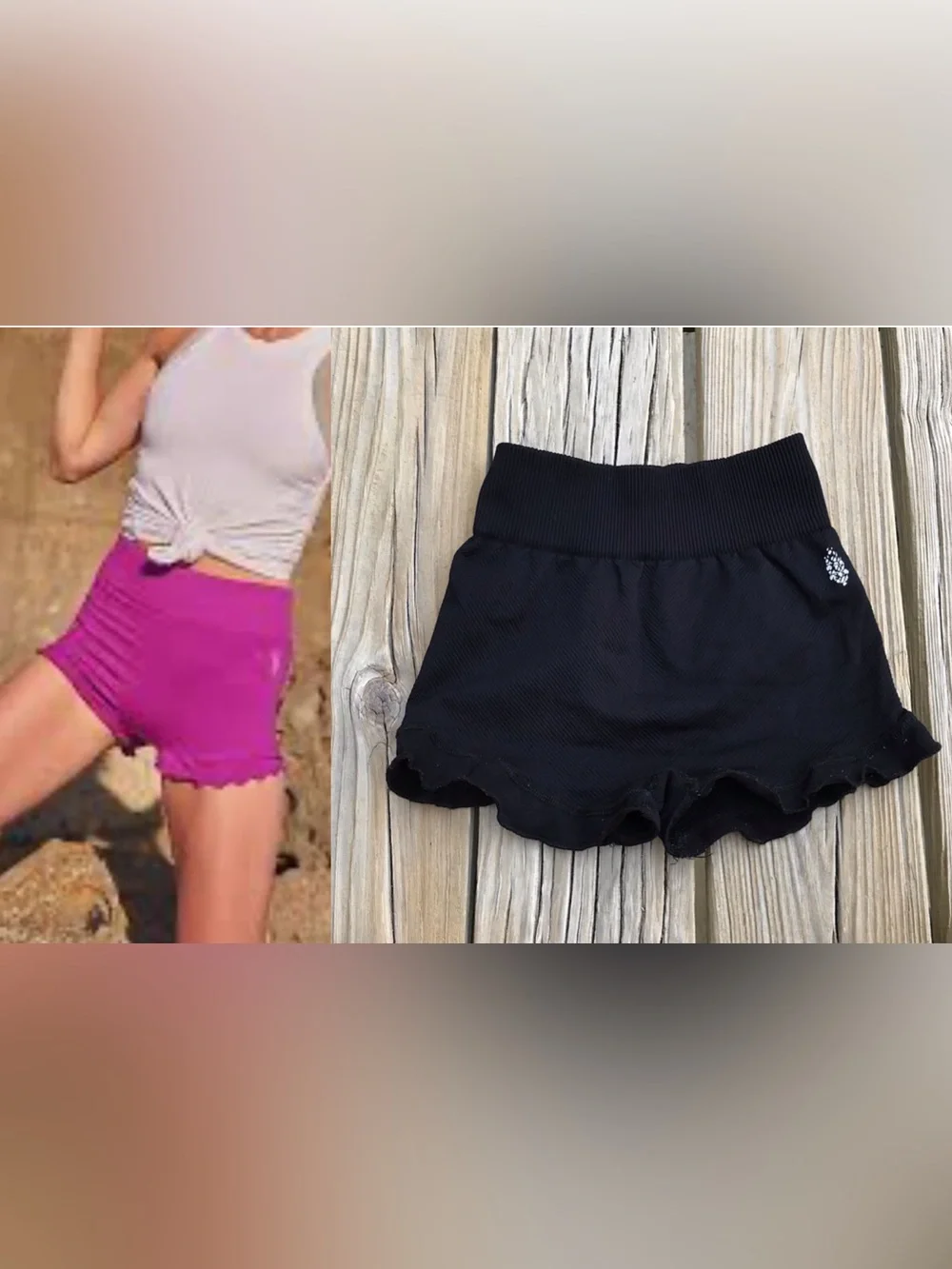 XS S FREE PEOPLE Movement Get Your Flirt On Solid Black Ruffle Workout Shorts
